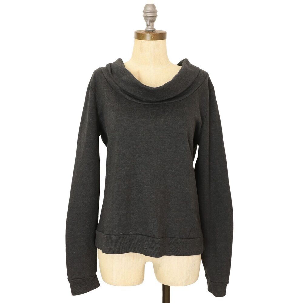 CONVERSE One Star Women's Cowl Neck Sweatshirt Pullover Size L Gray EUC B21